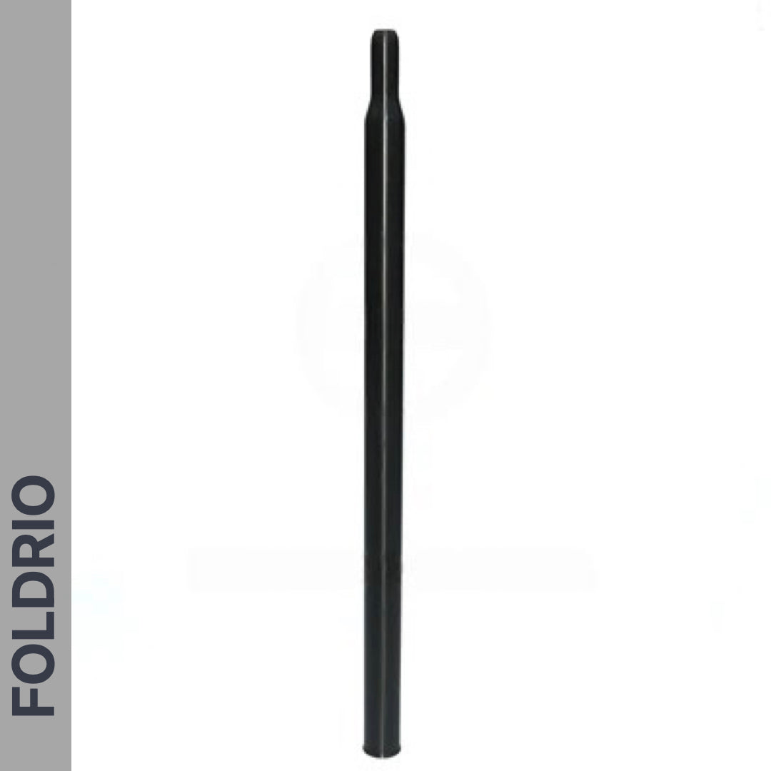 A Brompton Titanium Seatpost – Multicolour Edition by FOLDRIO stands vertically on a white background, with the brand name “FOLDRIO” in bold, dark letters along the left side.