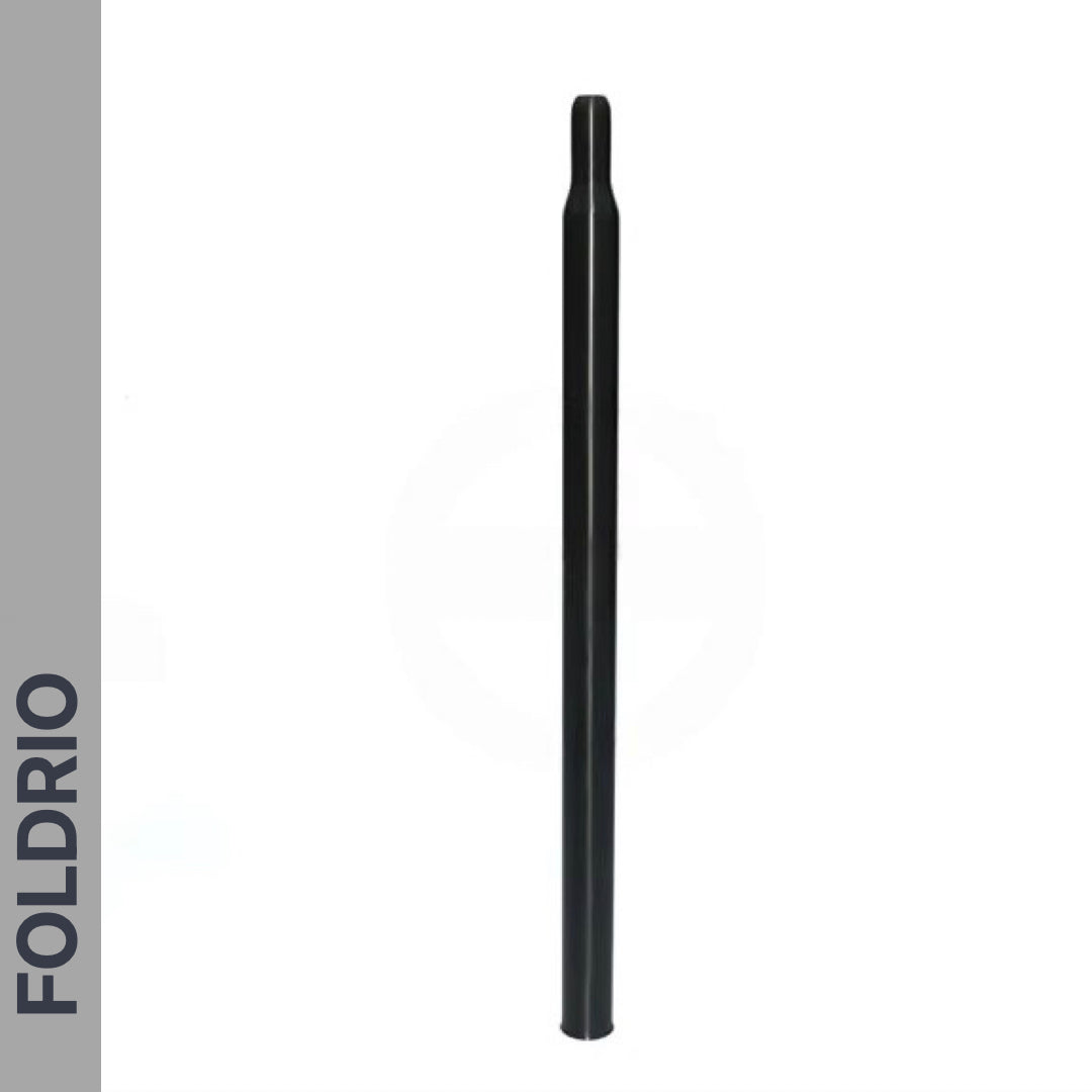 A single Brompton Titanium Seatpost – Multicolour Edition by FOLDRIO, with a slightly tapered top, stands centered on a white background. "FOLDRIO" appears vertically along a gray bar on the left.