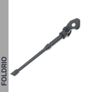 The FOLDRIO Brompton Kickstand – Adjustable Aluminium (A and C Line) is shown against a white background, with "FOLDRIO" displayed vertically on a gray bar along the left edge of the image.