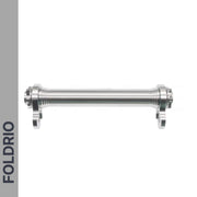 Brompton Brompton Easy Wheel & Extension Rod Set with silver axle displayed horizontally, "FOLDRIO" on gray sidebar | Foldrio. Foldrio