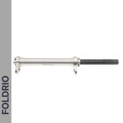 Brompton Brompton Easy Wheel & Extension Rod Set on white, with FOLDRIO branding in bold black on a vertical gray bar | Foldrio. Foldrio