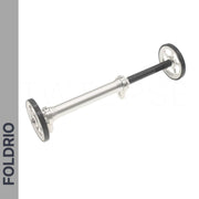 Brompton Brompton easy wheel and extension rod set with silver, black hub skewers and end caps on white background | Foldrio. Foldrio