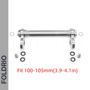 Brompton Brompton Easy Wheel & Extension Rod Set—silver mount adapter, bolts, washers; fits 100-105mm; marked FOLDRIO | Foldrio. Foldrio
