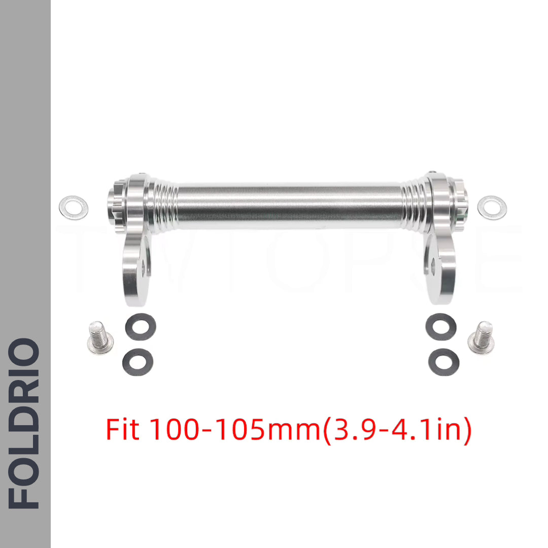 Brompton Brompton Easy Wheel & Extension Rod Set—silver mount adapter, bolts, washers; fits 100-105mm; marked FOLDRIO | Foldrio. Foldrio