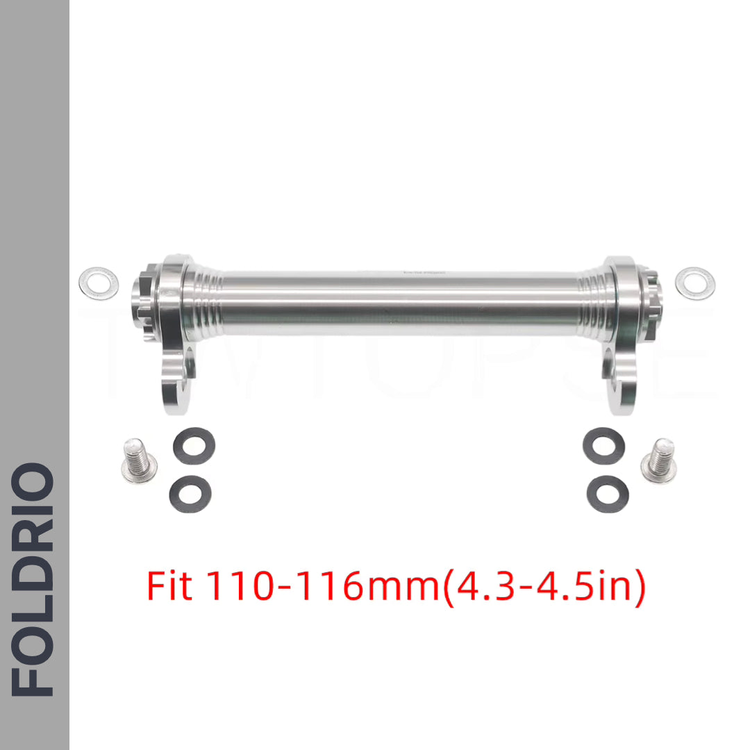 Brompton Brompton silver FOLDRIO Easy Wheel & Extension Rod Set with bolts, washers; fits 110-116mm, upgrade-ready | Foldrio. Foldrio