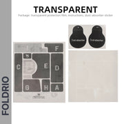 Brompton Brompton protective sticker set with labeled films, instructions, and dust-absorber stickers displayed on white | Foldrio. Foldrio